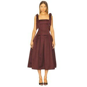 MORE TO COME Iva Midi Dress in Burgundy Small New Womens Aline